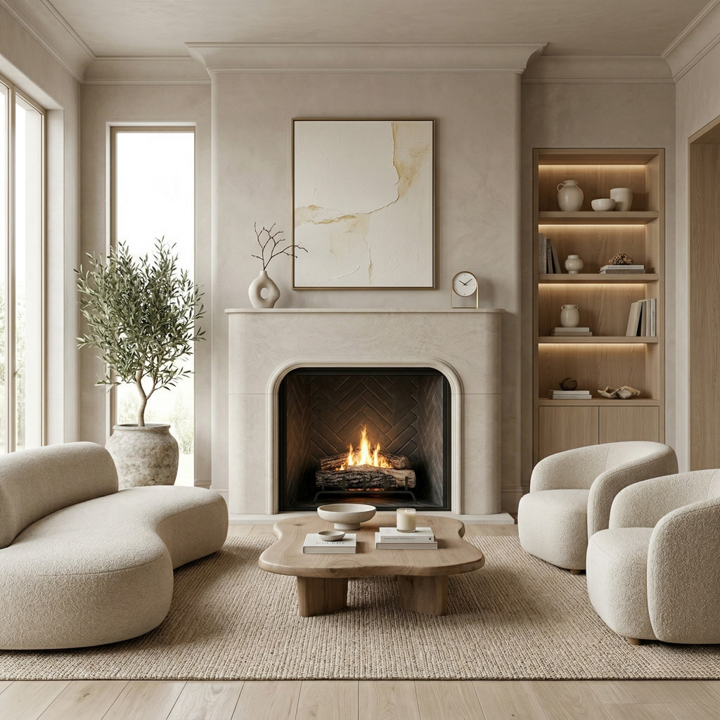 Rounded Modern Fireplace