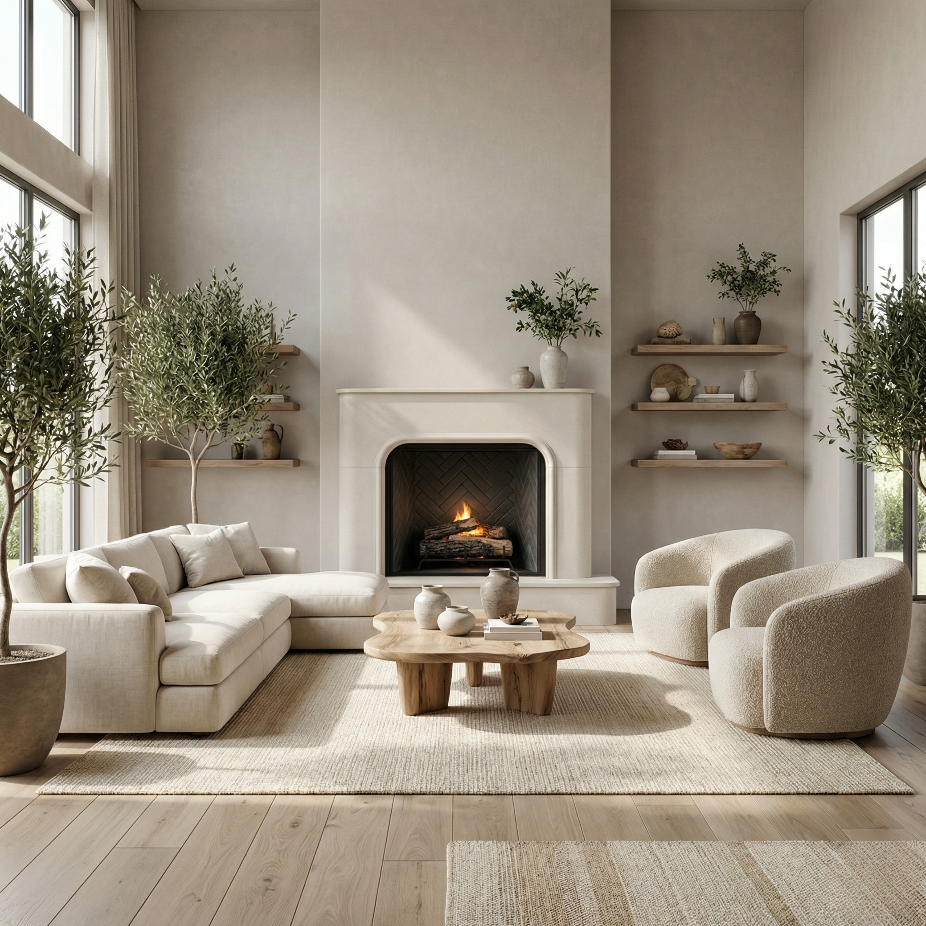 Rounded Modern Fireplace
