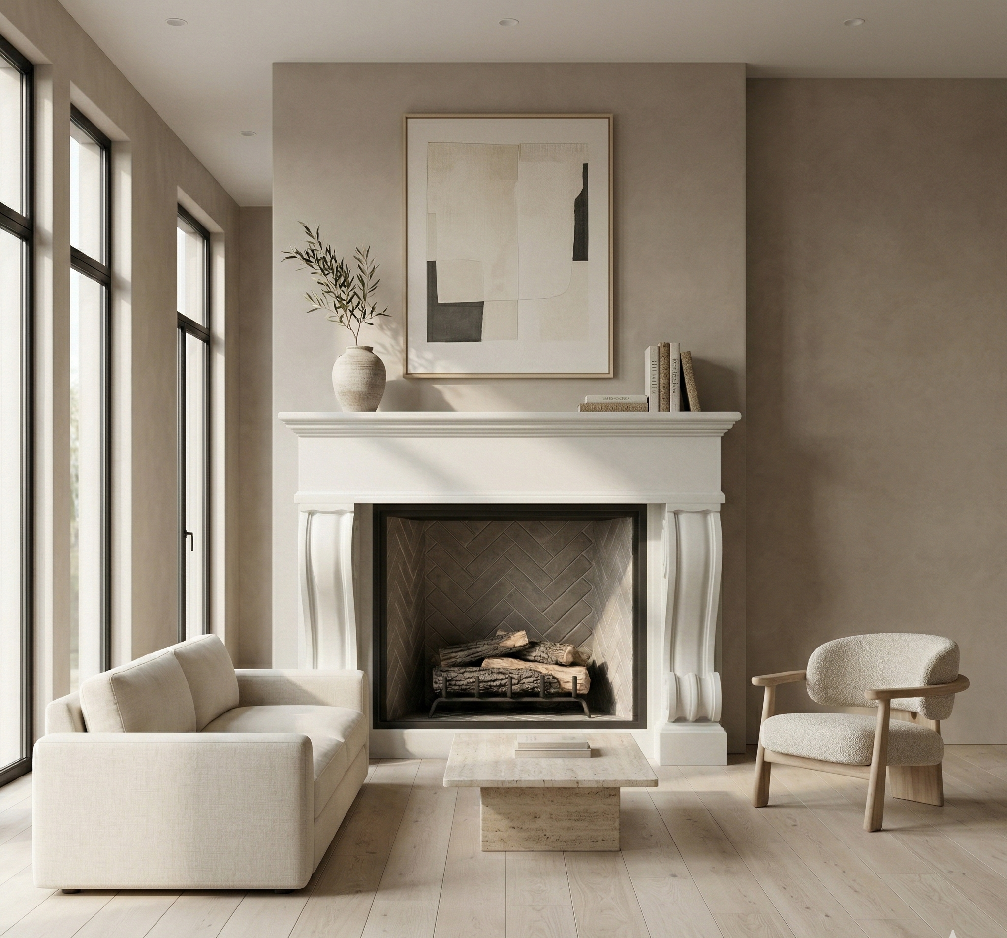 Rounded Pillar Mantel